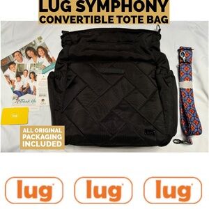 Lug Symphony Convertible Tote Bag Black Purse Tote Travel LugLife Backpack